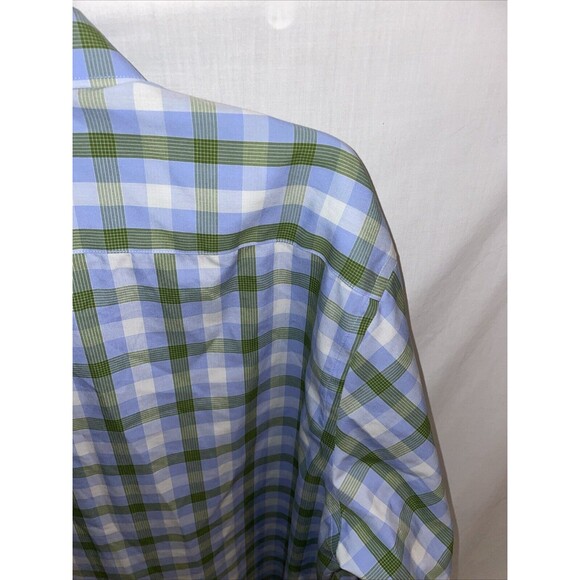 Egara Men’s Dress Shirt Size 2XL Blue Green Plaid Business Formal City Wedding - Picture 10 of 12